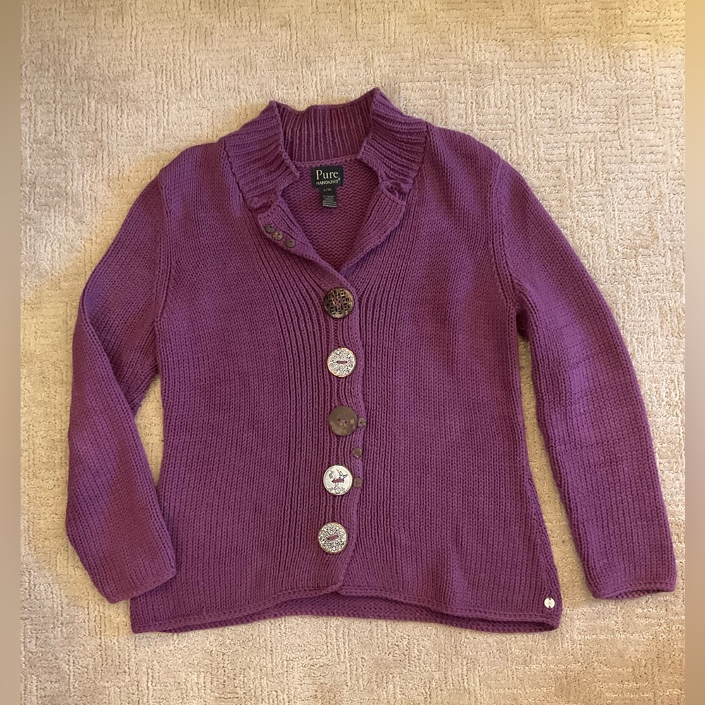 Pure Collection Women’s Violet Button-Front Knit Cardigan